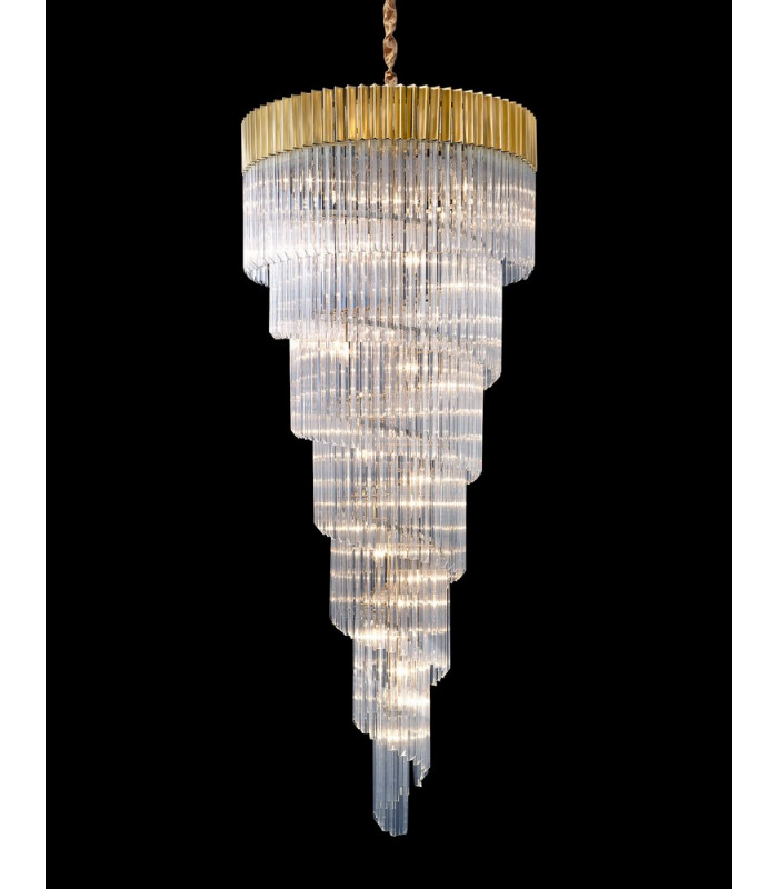 Pendant Round 7 Tier 31 Light E14 Brass Clear Glass Item Weight: 92.7kg-10
