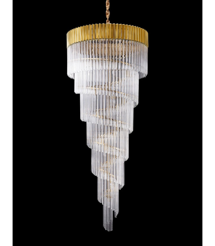 Pendant Round 7 Tier 31 Light E14 Brass Clear Glass Item Weight: 92.7kg-11
