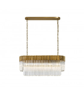 Pendant Rectangle 5 Light E14 Brass Clear Glass Item Weight: 21.2kg-1