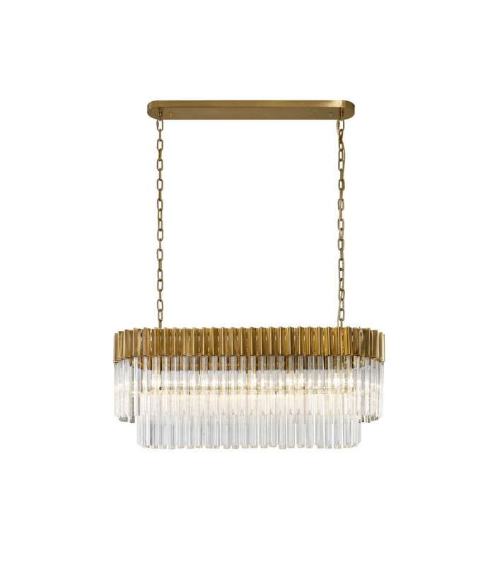 Pendant Rectangle 5 Light E14 Brass Clear Glass Item Weight: 21.2kg-1