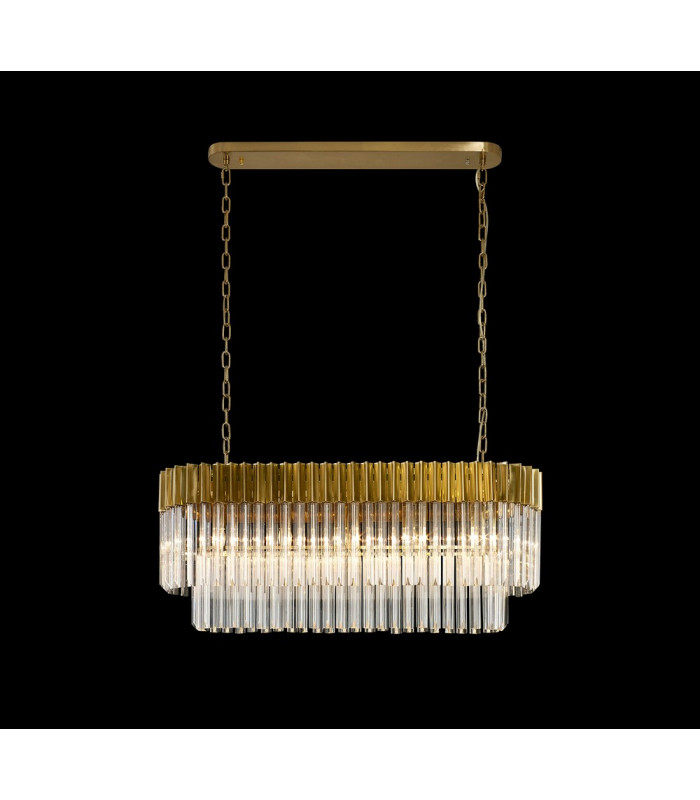Pendant Rectangle 5 Light E14 Brass Clear Glass Item Weight: 21.2kg-3