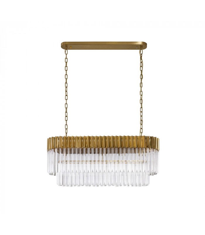 Pendant Rectangle 5 Light E14 Brass Clear Glass Item Weight: 21.2kg-4