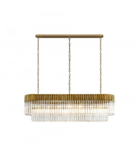 Pendant Rectangle 7 Light E14 Brass Clear Glass Item Weight: 28kg-1