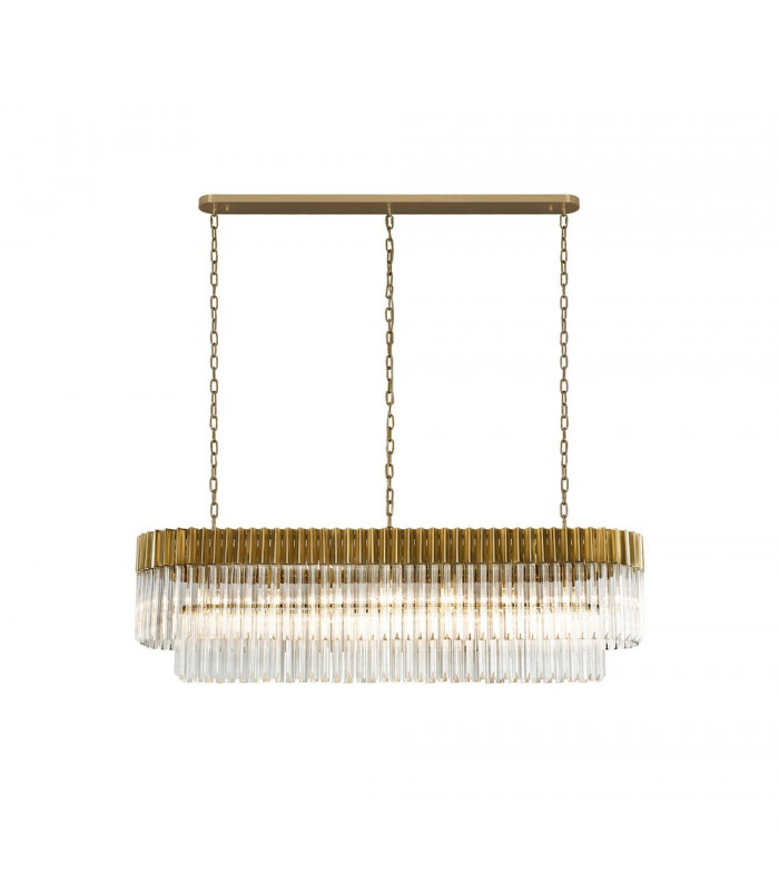 Pendant Rectangle 7 Light E14 Brass Clear Glass Item Weight: 28kg-1