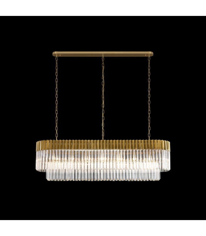 Pendant Rectangle 7 Light E14 Brass Clear Glass Item Weight: 28kg-3