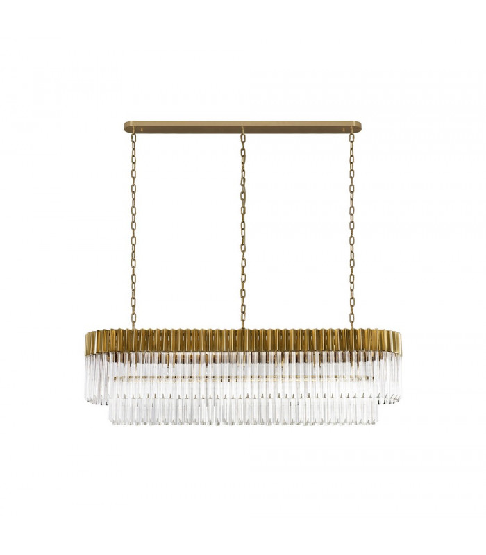 Pendant Rectangle 7 Light E14 Brass Clear Glass Item Weight: 28kg-4