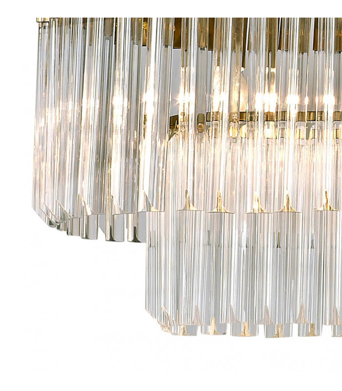 Pendant Rectangle 7 Light E14 Brass Clear Glass Item Weight: 28kg-6