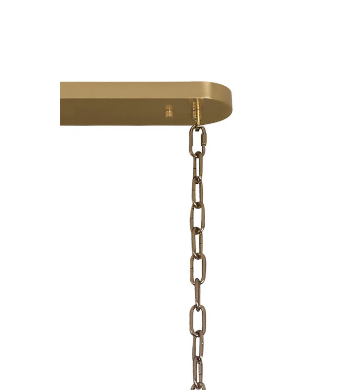 Pendant Rectangle 7 Light E14 Brass Clear Glass Item Weight: 28kg-7