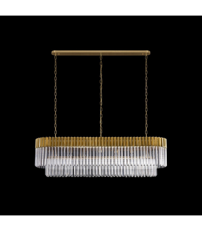 Pendant Rectangle 7 Light E14 Brass Clear Glass Item Weight: 28kg-8
