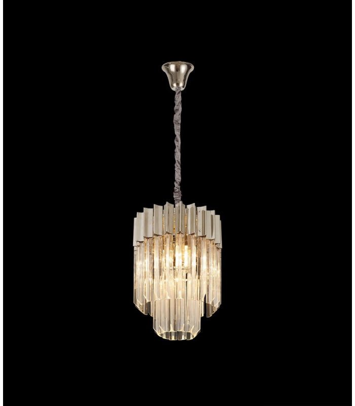 Pendant Round 4 Light E14 Polished Nickel Clear Glass-3