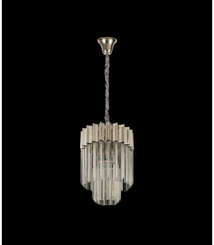 Pendant Round 4 Light E14 Polished Nickel Clear Glass-9