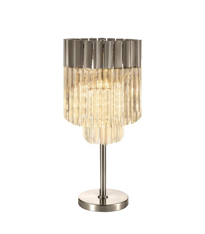 Table Lamp 3 Light E14 Polished Nickel Clear Glass-1