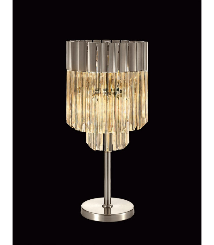 Table Lamp 3 Light E14 Polished Nickel Clear Glass-3