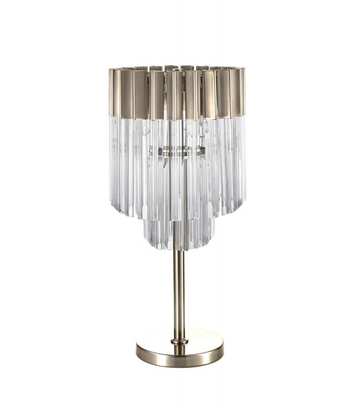 Table Lamp 3 Light E14 Polished Nickel Clear Glass-4