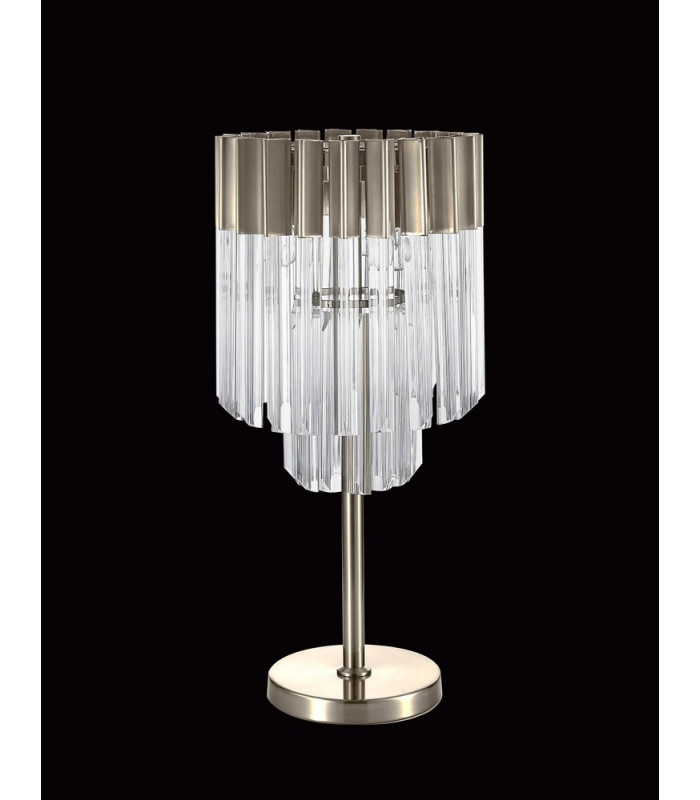 Table Lamp 3 Light E14 Polished Nickel Clear Glass-8