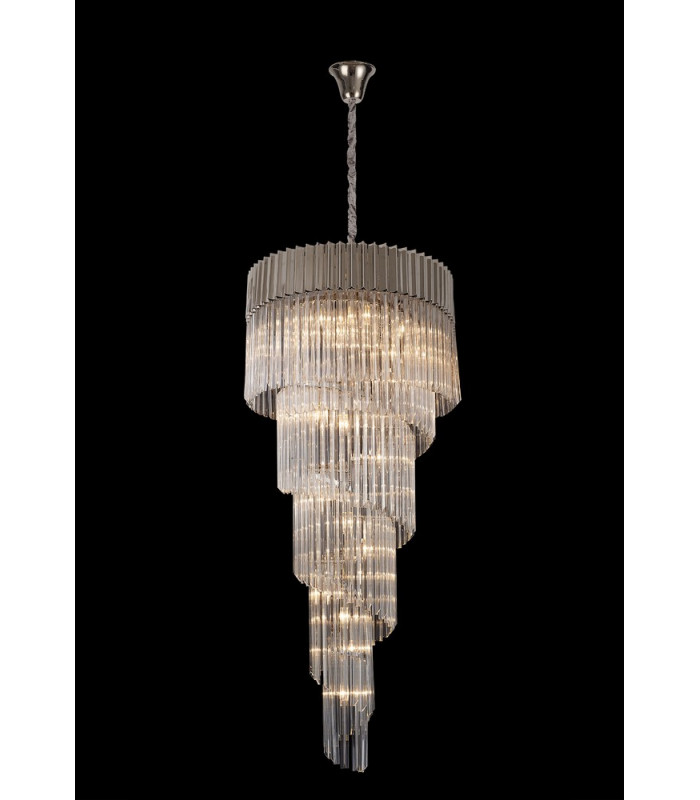 Pendant Round 5 Tier 23 Light E14 Polished Nickel Clear Glass Item Weight: 56.2kg-3