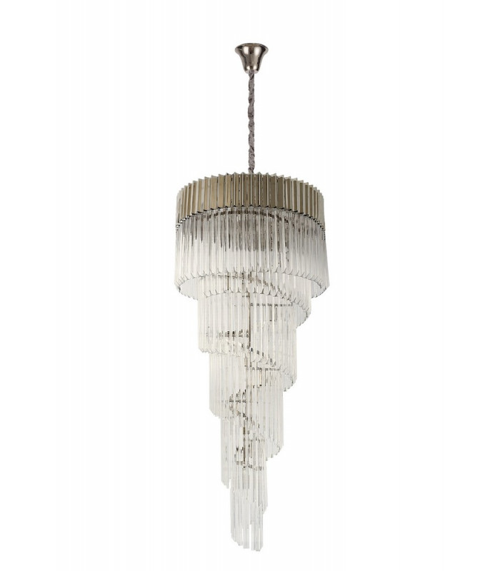 Pendant Round 5 Tier 23 Light E14 Polished Nickel Clear Glass Item Weight: 56.2kg-4
