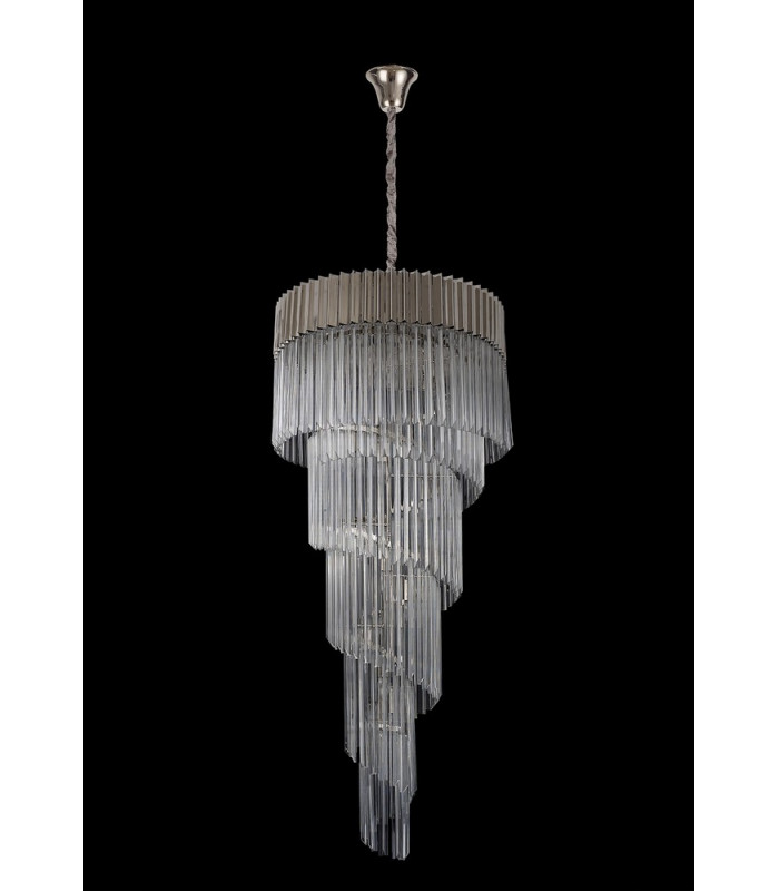Pendant Round 5 Tier 23 Light E14 Polished Nickel Clear Glass Item Weight: 56.2kg-9
