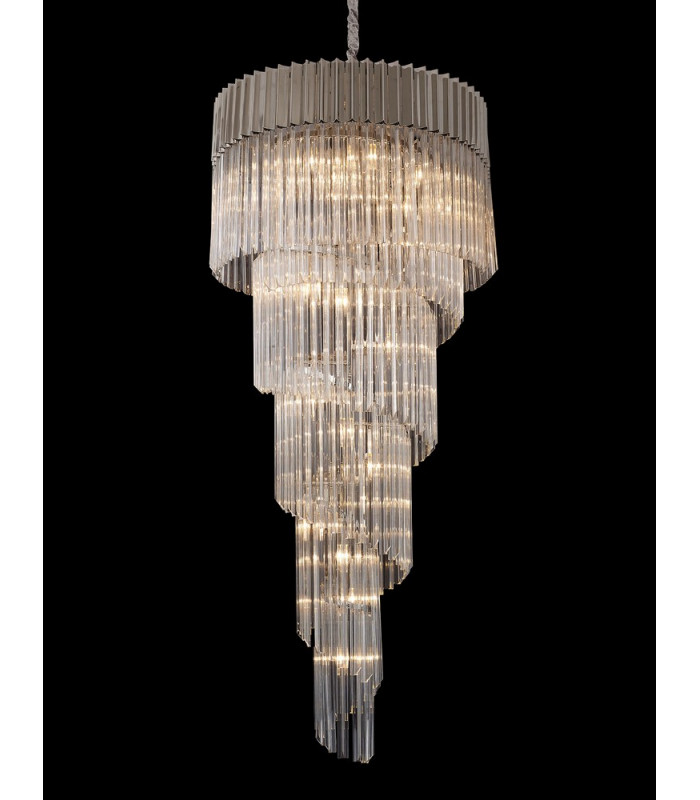 Pendant Round 5 Tier 23 Light E14 Polished Nickel Clear Glass Item Weight: 56.2kg-10