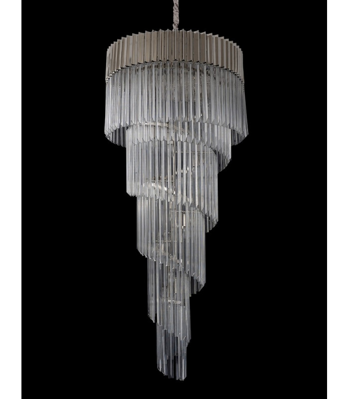 Pendant Round 5 Tier 23 Light E14 Polished Nickel Clear Glass Item Weight: 56.2kg-11