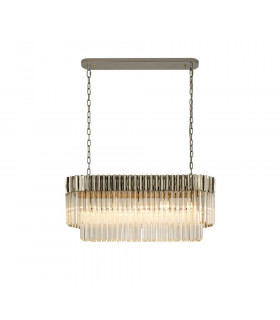 Pendant Rectangle 5 Light E14 Polished Nickel Clear Glass Item Weight: 21.2kg-1
