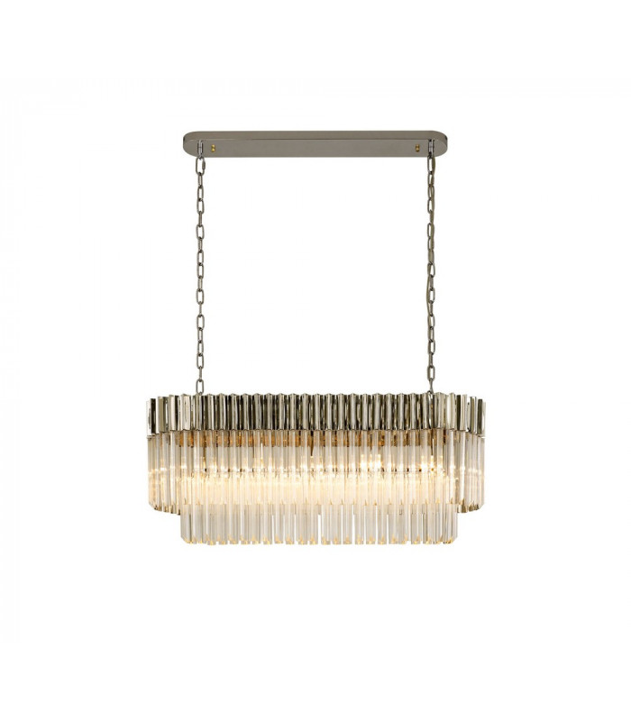 Pendant Rectangle 5 Light E14 Polished Nickel Clear Glass Item Weight: 21.2kg-1