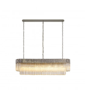 Pendant Rectangle 7 Light E14 Polished Nickel Clear Glass Item Weight: 28kg-1