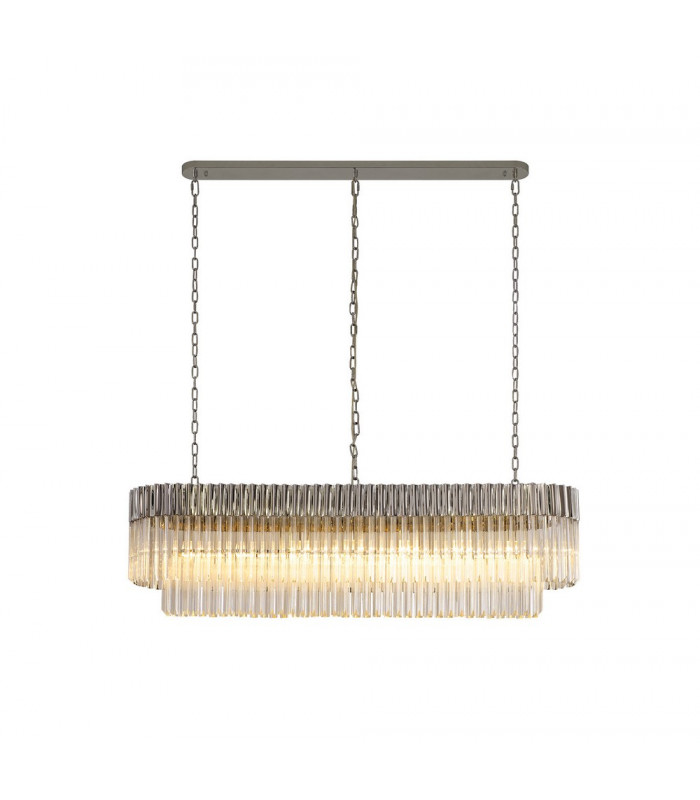 Pendant Rectangle 7 Light E14 Polished Nickel Clear Glass Item Weight: 28kg-1