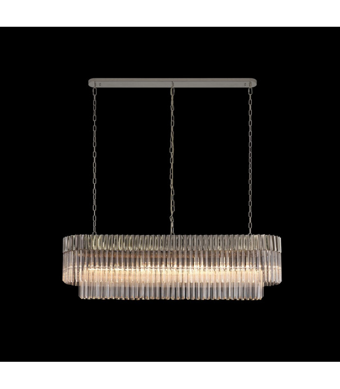 Pendant Rectangle 7 Light E14 Polished Nickel Clear Glass Item Weight: 28kg-3