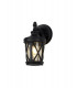 Down Round Criss Cross Wall Lamp 1 x E27 IP44 Sand Black Clear Seeded Glass 2yrs Warranty-1