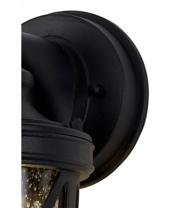 Down Round Criss Cross Wall Lamp 1 x E27 IP44 Sand Black Clear Seeded Glass 2yrs Warranty-7