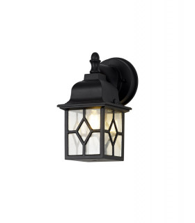 Down Square Criss Cross Wall Lamp 1 x E27 IP44 Sand Black Clear Seeded Glass 2yrs Warranty-1