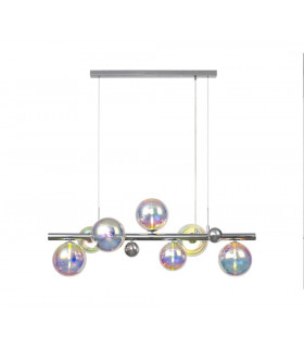 Linear Pendant 7 x G9 Polished Chrome Iridescent Glass-1