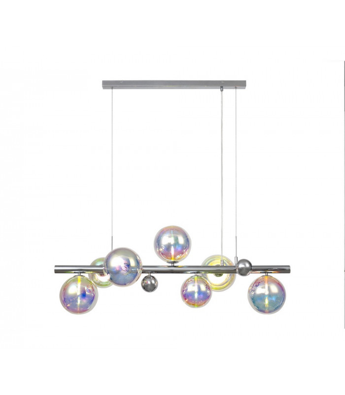 Linear Pendant 7 x G9 Polished Chrome Iridescent Glass-1