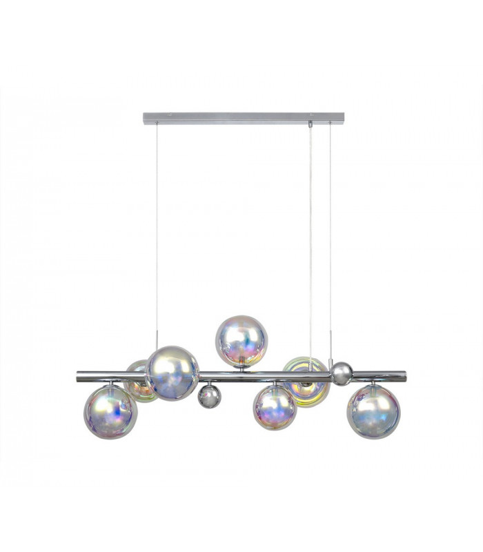 Linear Pendant 7 x G9 Polished Chrome Iridescent Glass-4