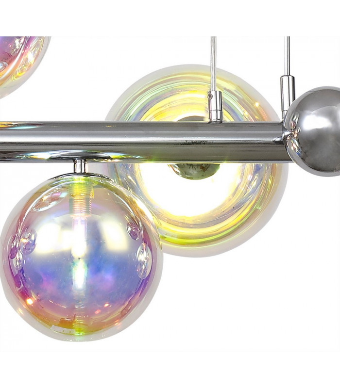 Linear Pendant 7 x G9 Polished Chrome Iridescent Glass-7