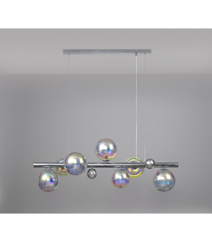 Linear Pendant 7 x G9 Polished Chrome Iridescent Glass-11