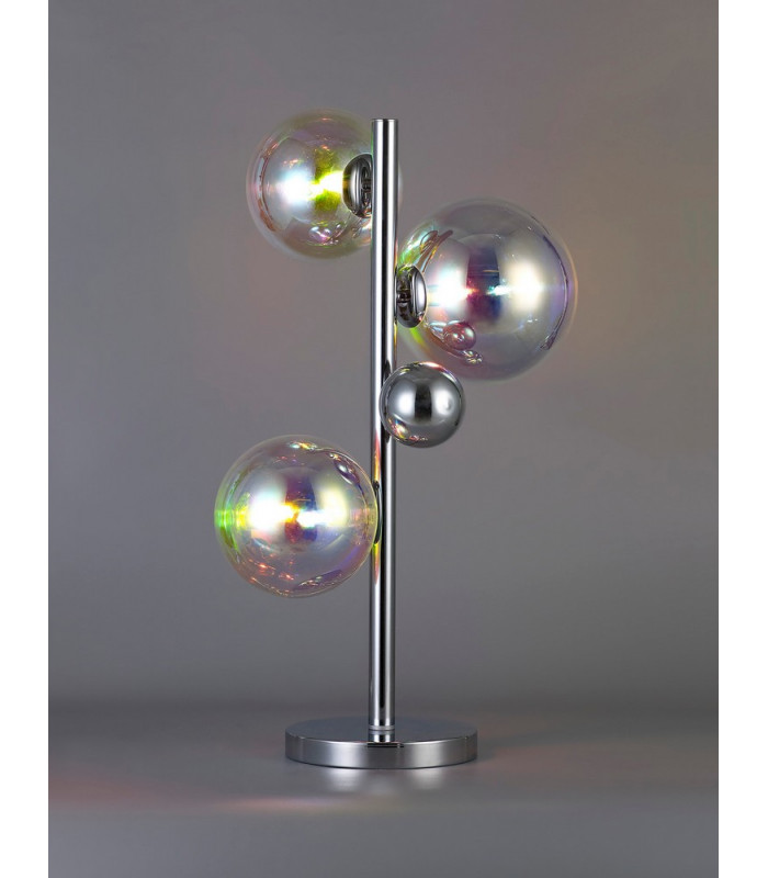 Table Lamp 3 x G9 Polished Chrome Iridescent Glass-3