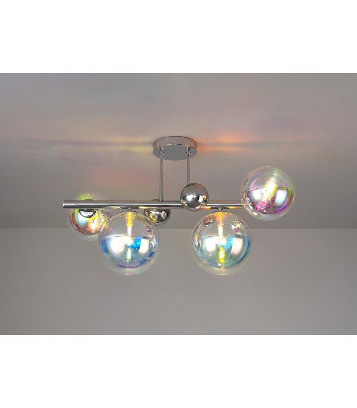 Semi-Flush Ceiling Light 4 x G9 Polished Chrome Iridescent Glass-3