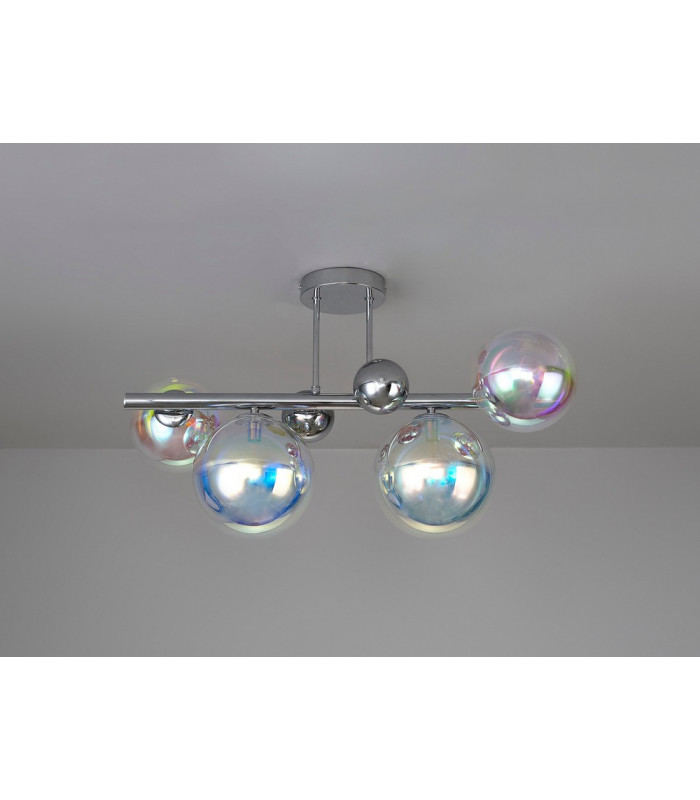 Semi-Flush Ceiling Light 4 x G9 Polished Chrome Iridescent Glass-9