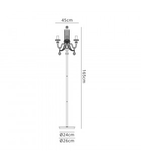 Floor Lamp 3 Light E14 Polished Chrome Clear Glass Crystal (ITEM REQUIRES CONSTRUCTION CONNECTION)-2