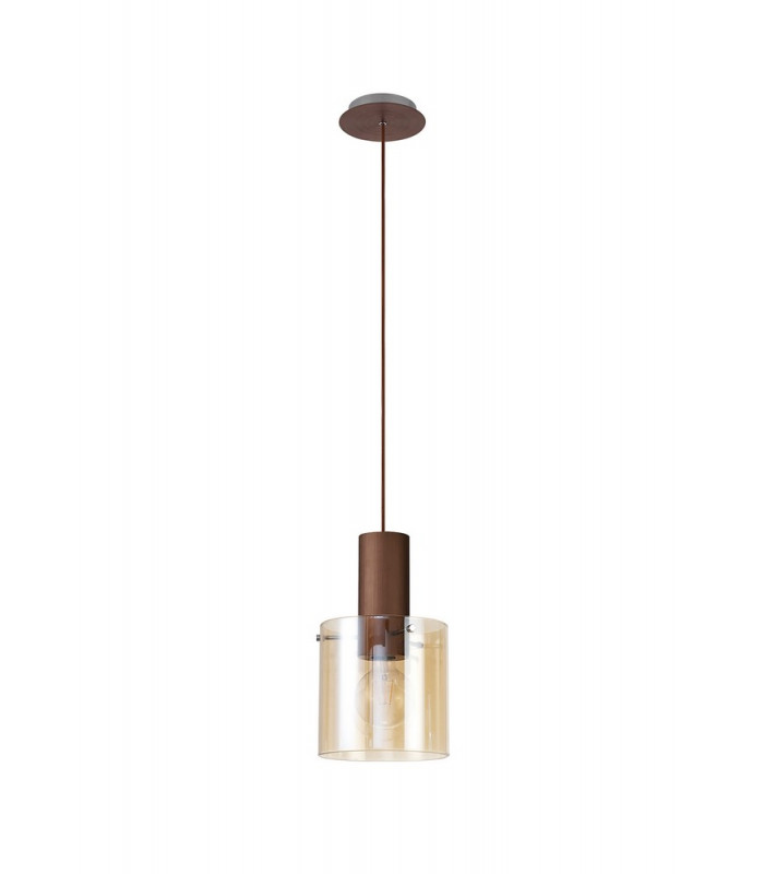 Single Pendant 1 Light Adjustable E27 Mocha Amber Glass-4