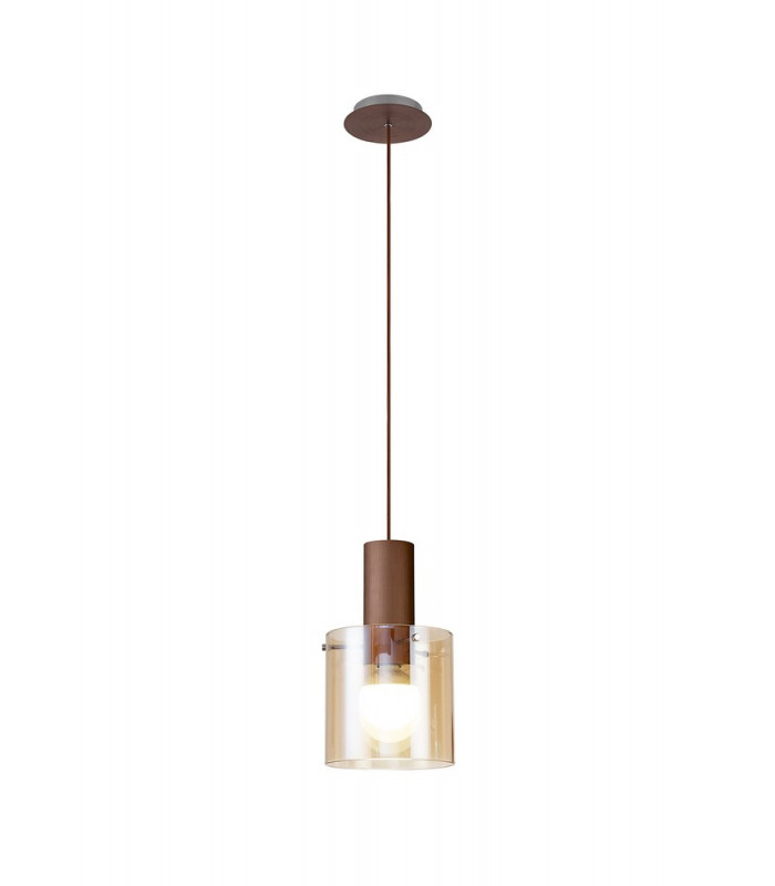 Single Pendant 1 Light Adjustable E27 Mocha Amber Glass-5