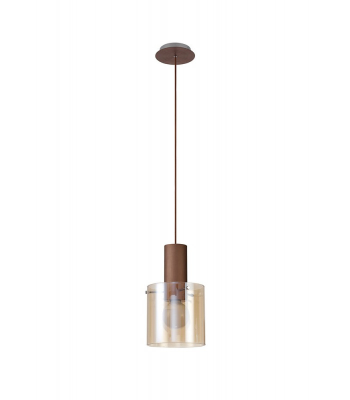 Single Pendant 1 Light Adjustable E27 Mocha Amber Glass-6