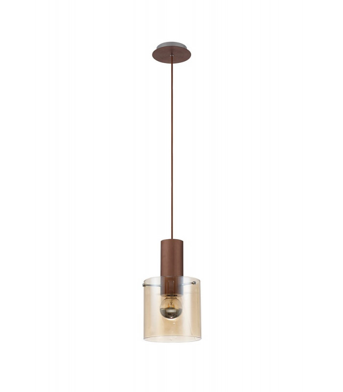 Single Pendant 1 Light Adjustable E27 Mocha Amber Glass-8