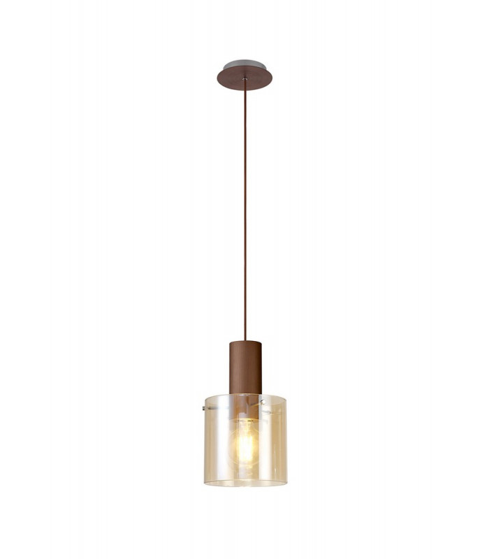 Single Pendant 1 Light Adjustable E27 Mocha Amber Glass-9