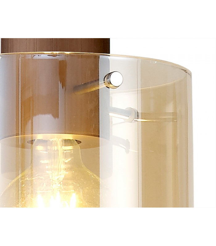 Single Pendant 1 Light Adjustable E27 Mocha Amber Glass-11