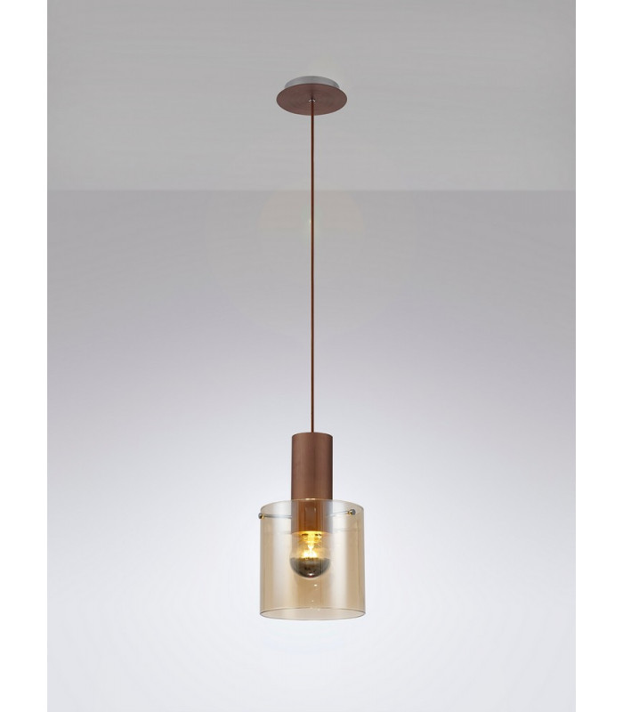 Single Pendant 1 Light Adjustable E27 Mocha Amber Glass-17