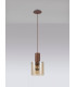 Single Pendant, 1 Light Adjustable E27, Mocha, Amber Glass