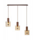 Linear Pendant 3 Light Adjustable E27 Mocha Amber Glass-7